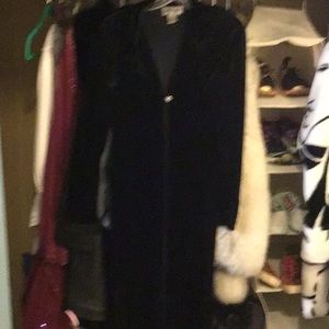 Black Ankle Length Long Sleeve Velvet-Look coat